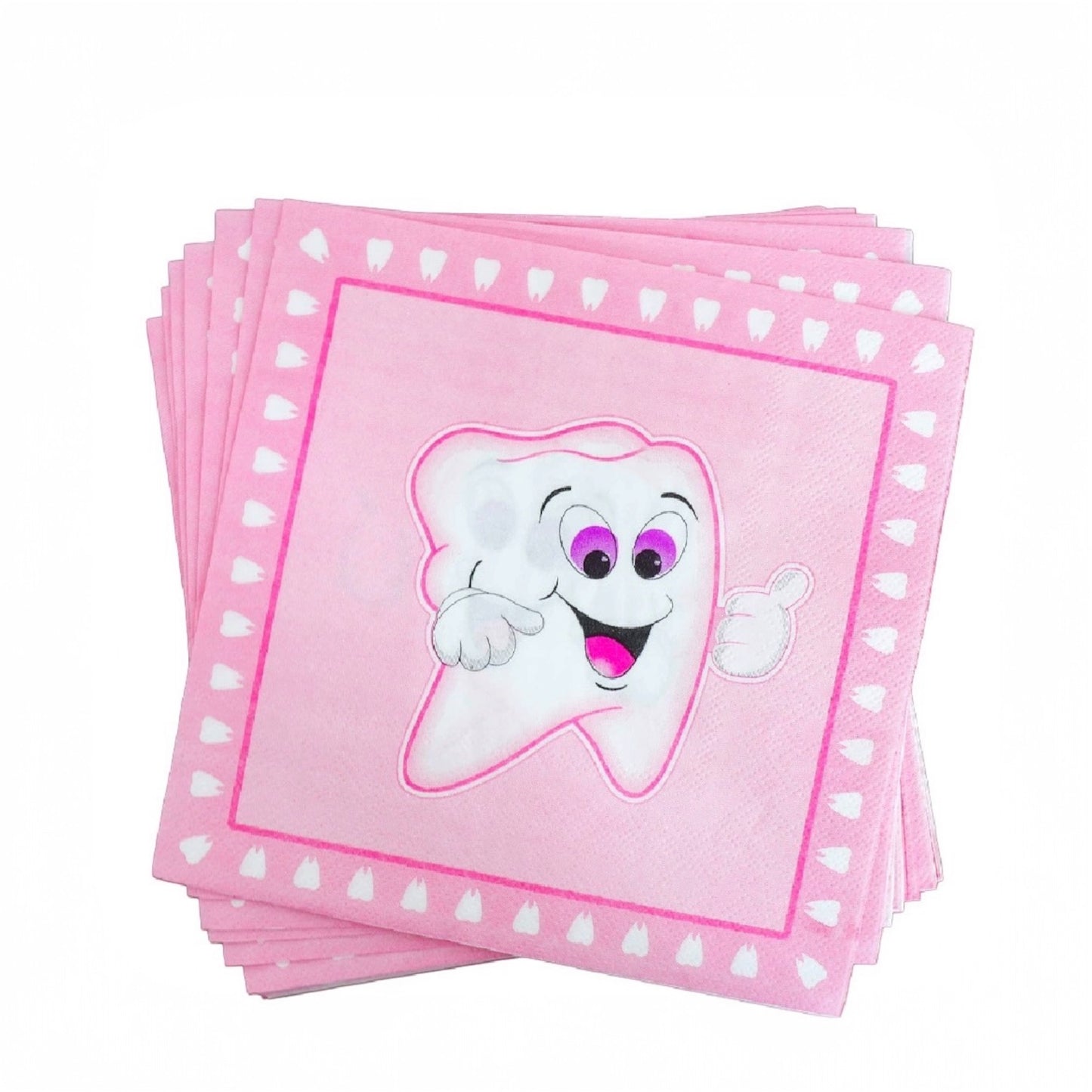 Pink First Tooth Napkins - 20 Pcs