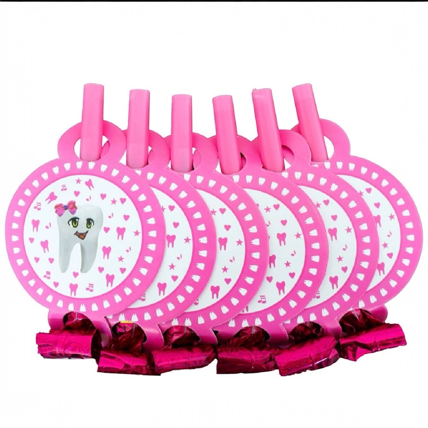 Pink First Tooth Blow Horns - 6 Pcs