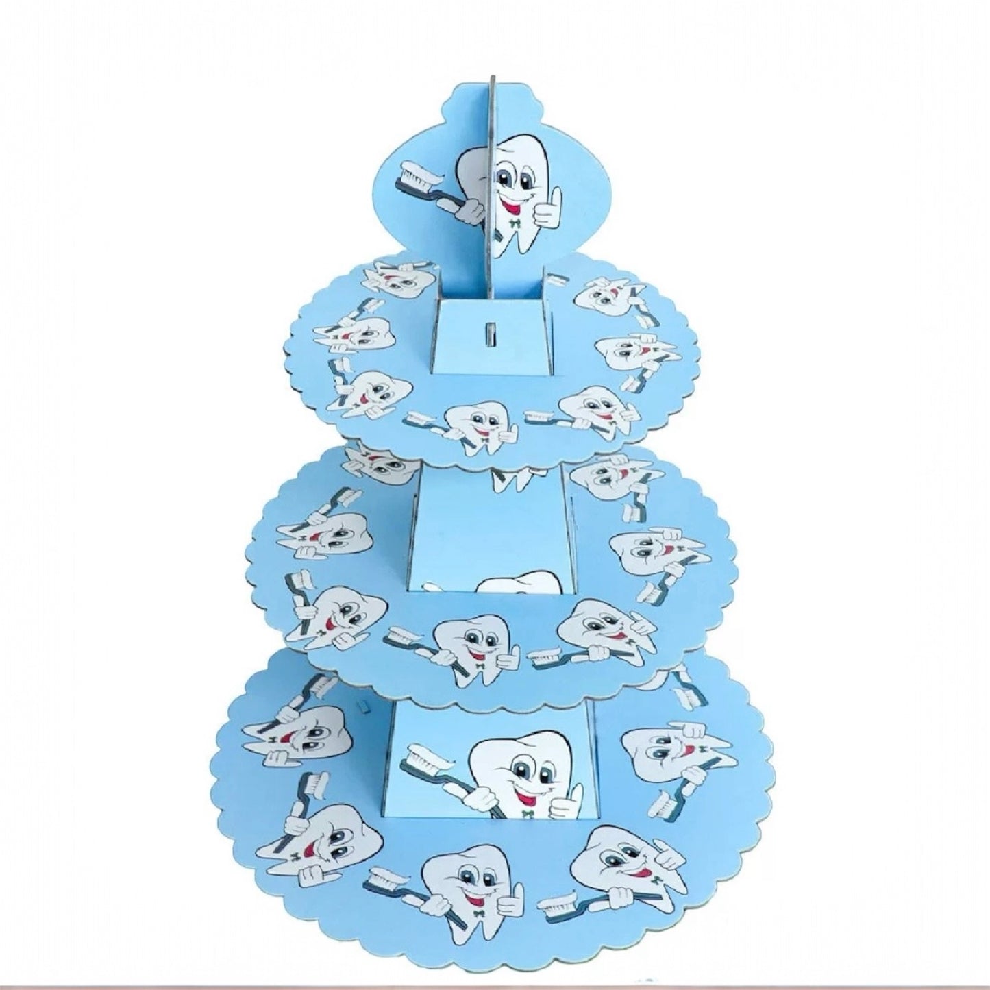 Blue First Tooth Cupcake Stand - 3 Tiers
