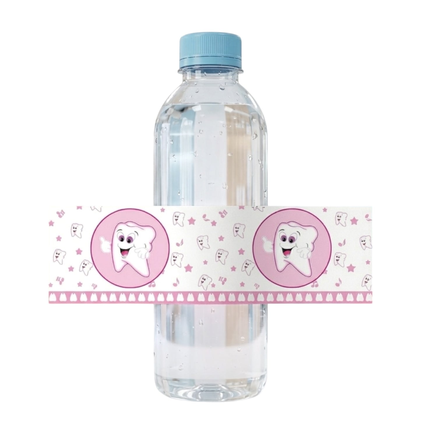 Pink First Tooth Bottle Stickers - 6 Pcs