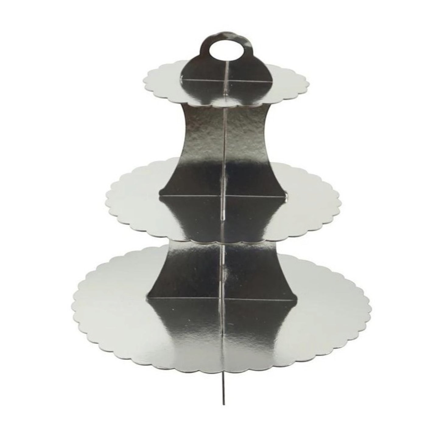 Silver Cupcake Stand - 3 Tiers - Floral Edge