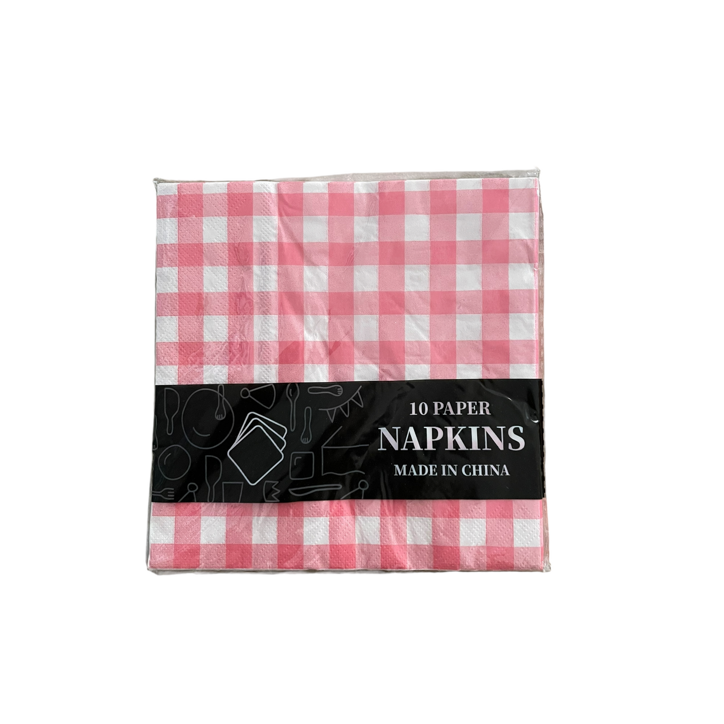 Pink and White Gingham Napkins - 10 Pcs