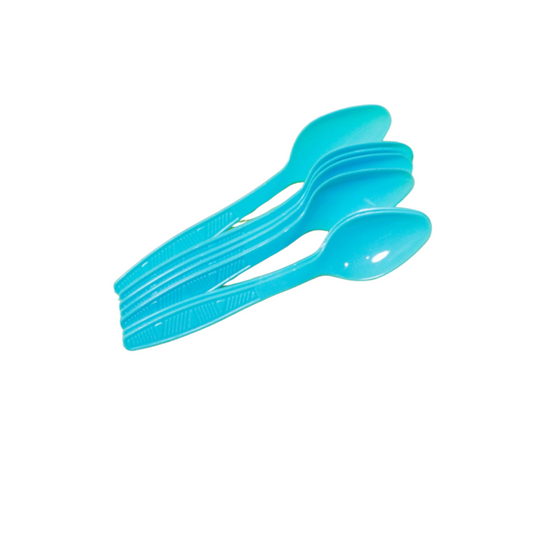 Blue Plastic Spoons - 8 Pcs