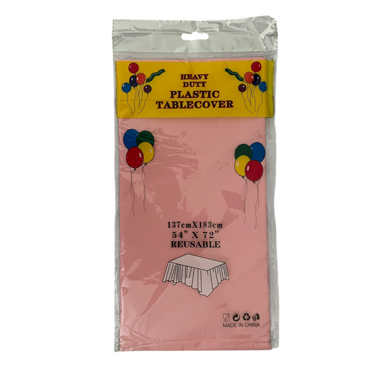 Salmon Pink Plastic Tablecover - 137*183cm