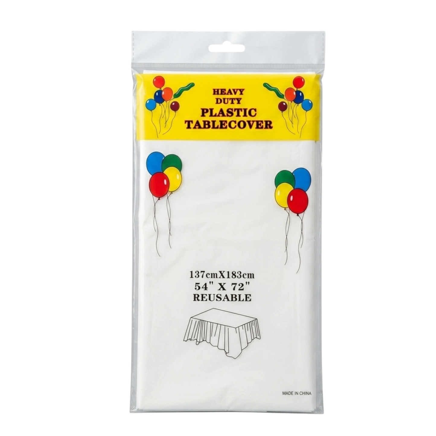 White Plastic Tablecover - 137*183cm