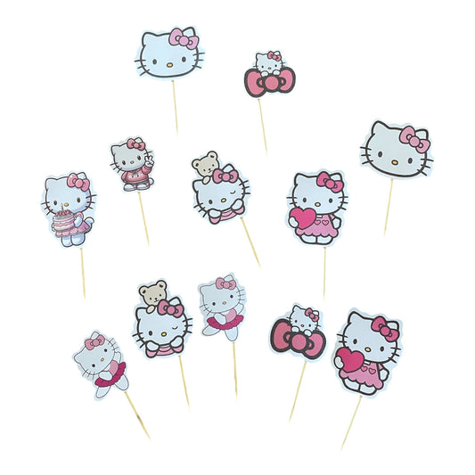 Hello Kitty Cupcake Toppers - 12 Pcs