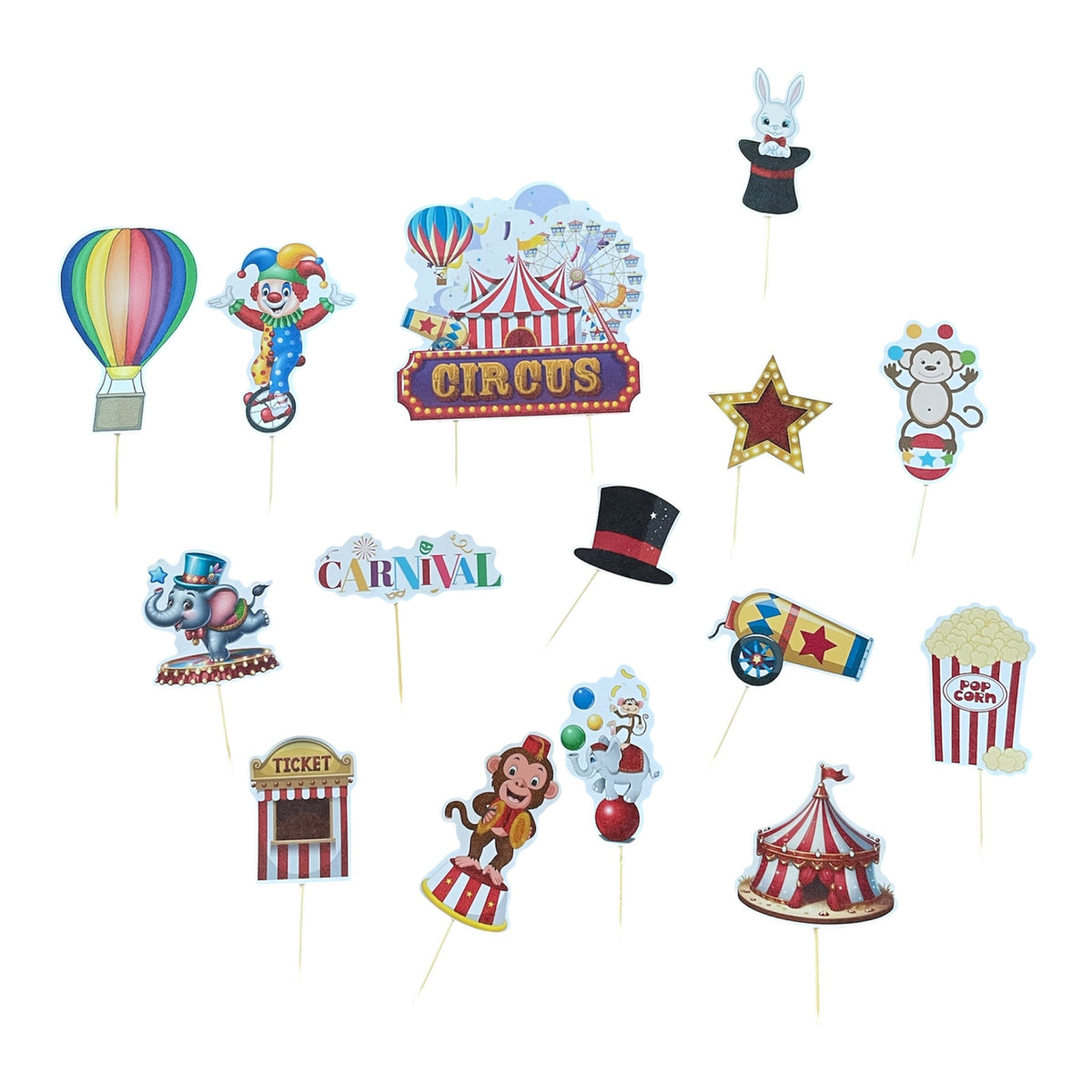 Circus Cake Toppers - 15 Pcs