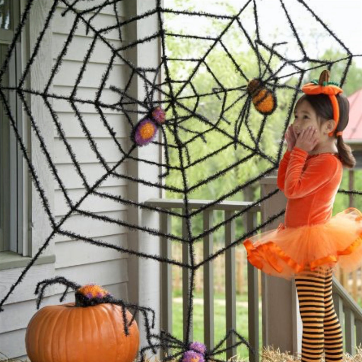 Black Spooky Spider Web Decoration