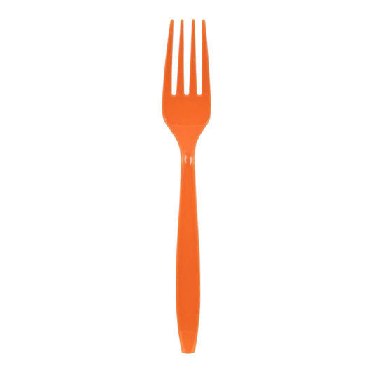 Orange Plastic Forks - 30 Pcs