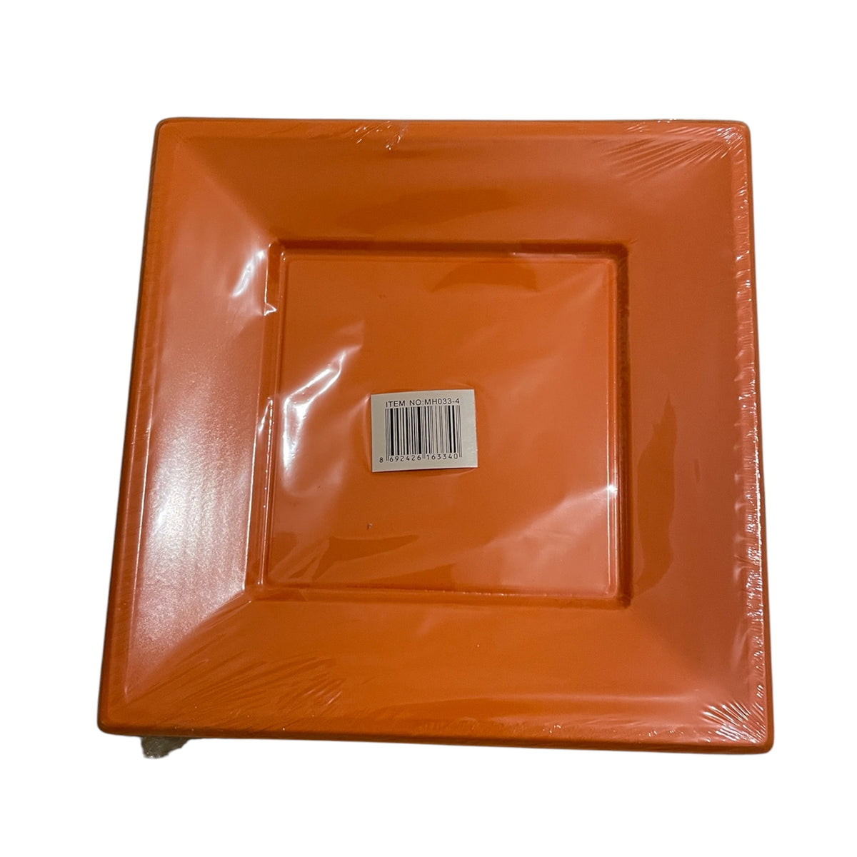 Orange Squared Plastic Plates - 10 Pcs