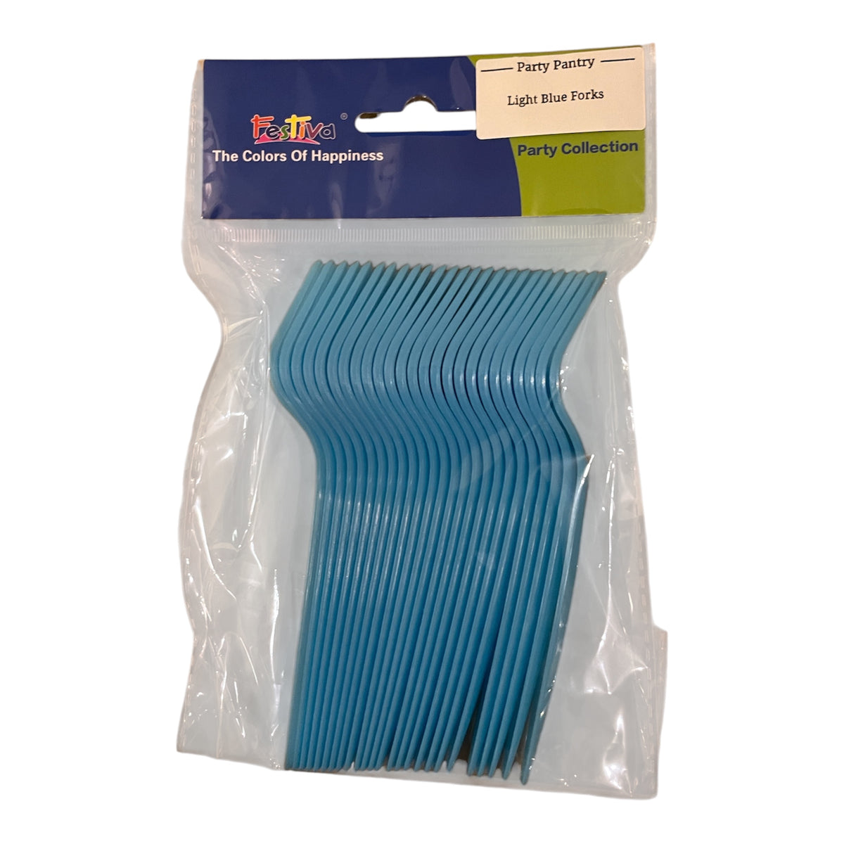 Light Blue Plastic Forks - 24 Pcs