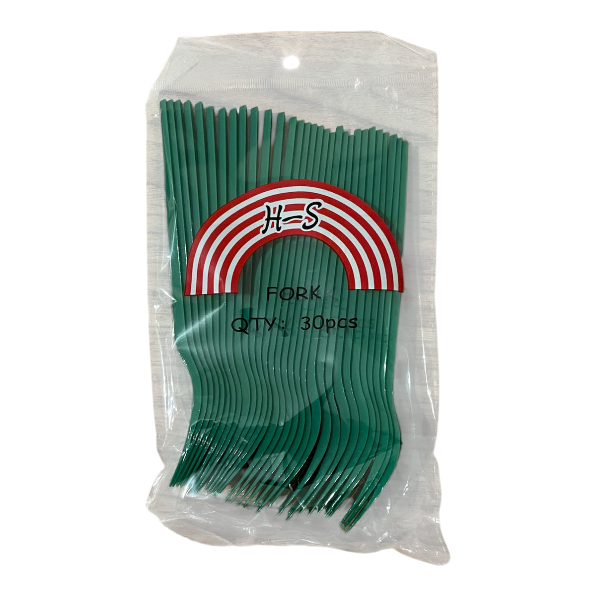 Dark Green Plastic Forks - 30 Pcs