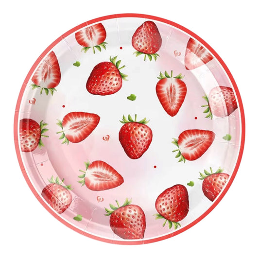 Strawberry Big Plates - 10 Pcs