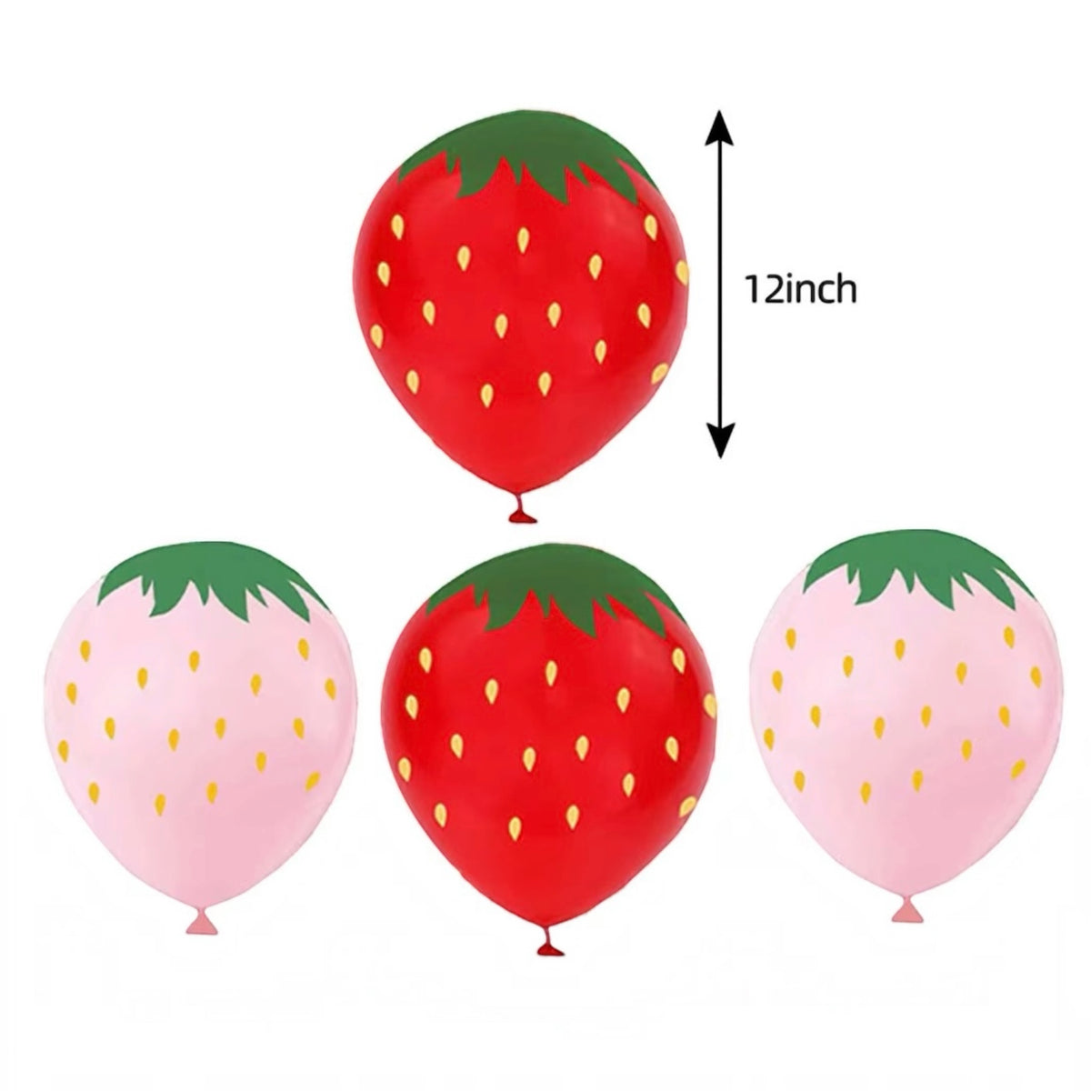 Strawberry Latex Balloons - 12 Pcs