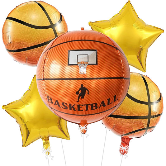5 Pcs Basketball Foil Balloons