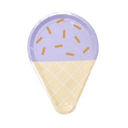 Purple Ice Cream Paper Plates - 8 Pcs