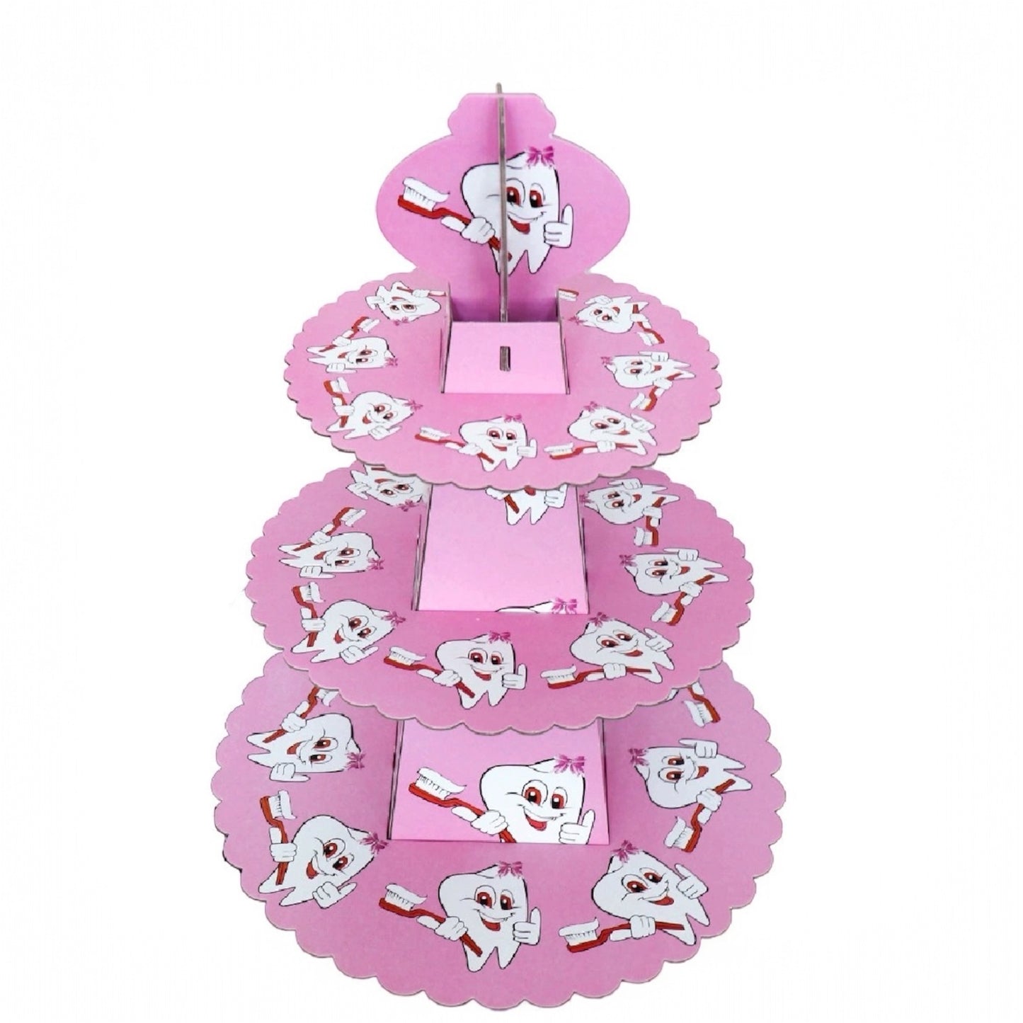 Pink First Tooth Cupcake Stand - 3 Tiers