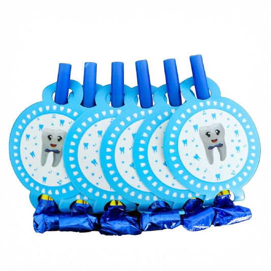 Blue First Tooth Blow Horns - 6 Pcs
