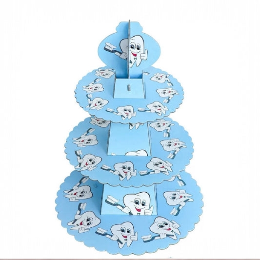 Blue First Tooth Cupcake Stand - 3 Tiers