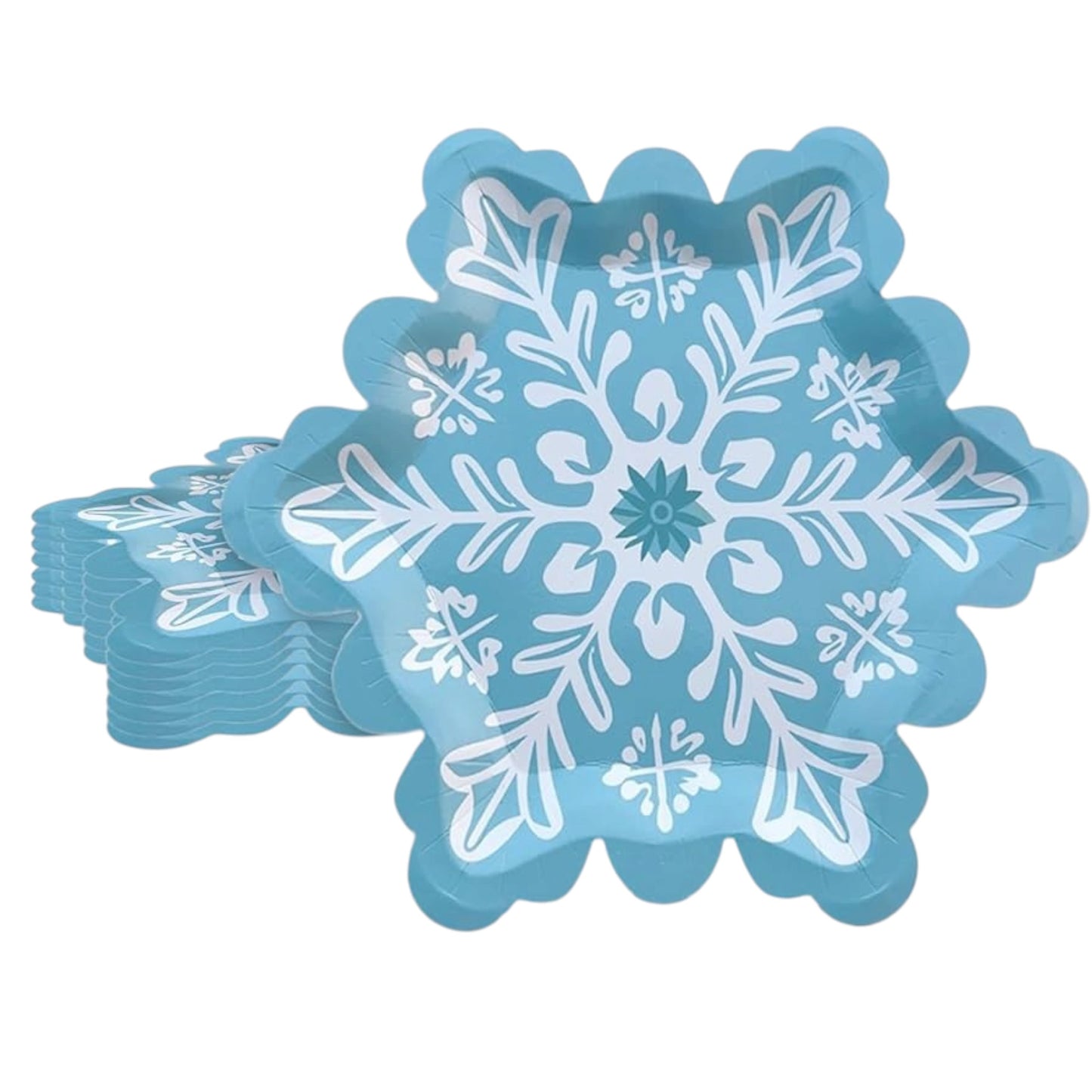 Blue Snowflake Big Plates - 8 Pcs
