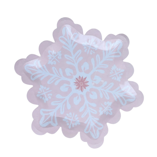 Pink Snowflake Big Plates - 8 Pcs