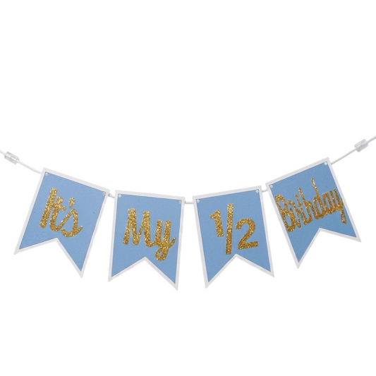Blue Half Birthday Banner