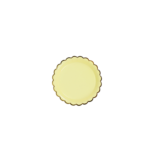 Yellow With Gold Small Plates - 10 Pcs