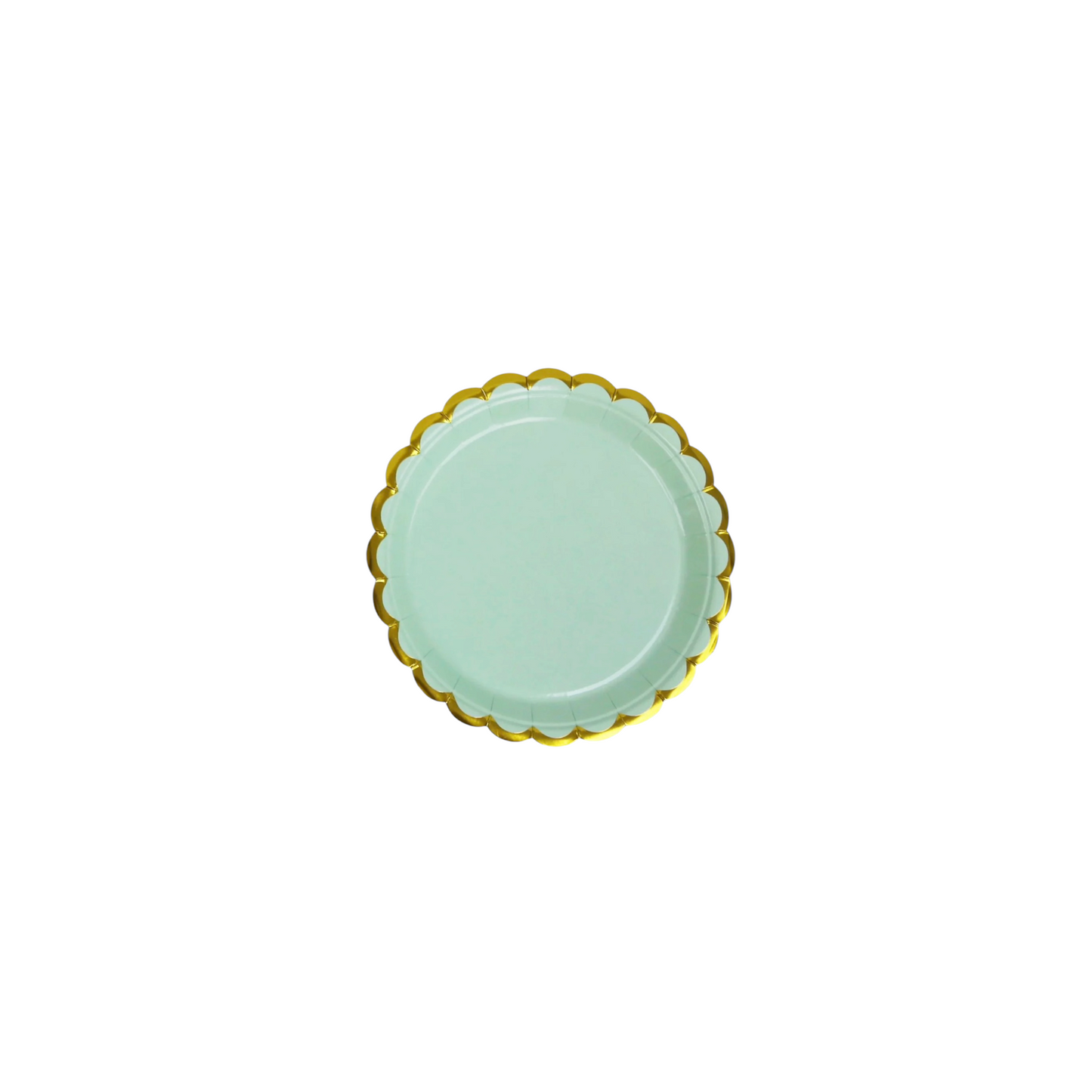 Green With Gold Small Plates - 10 Pcs