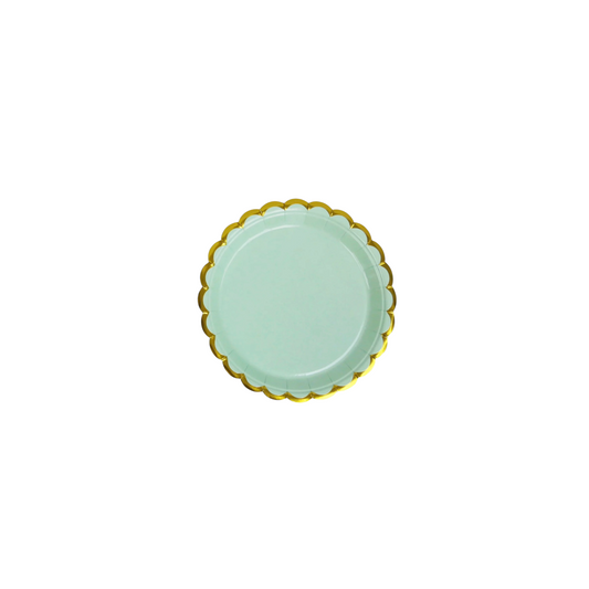 Green With Gold Small Plates - 10 Pcs
