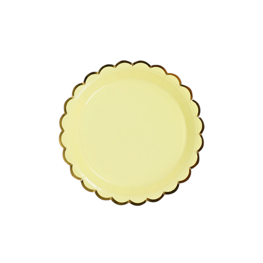 Yellow With Gold Big Plates - 10 Pcs