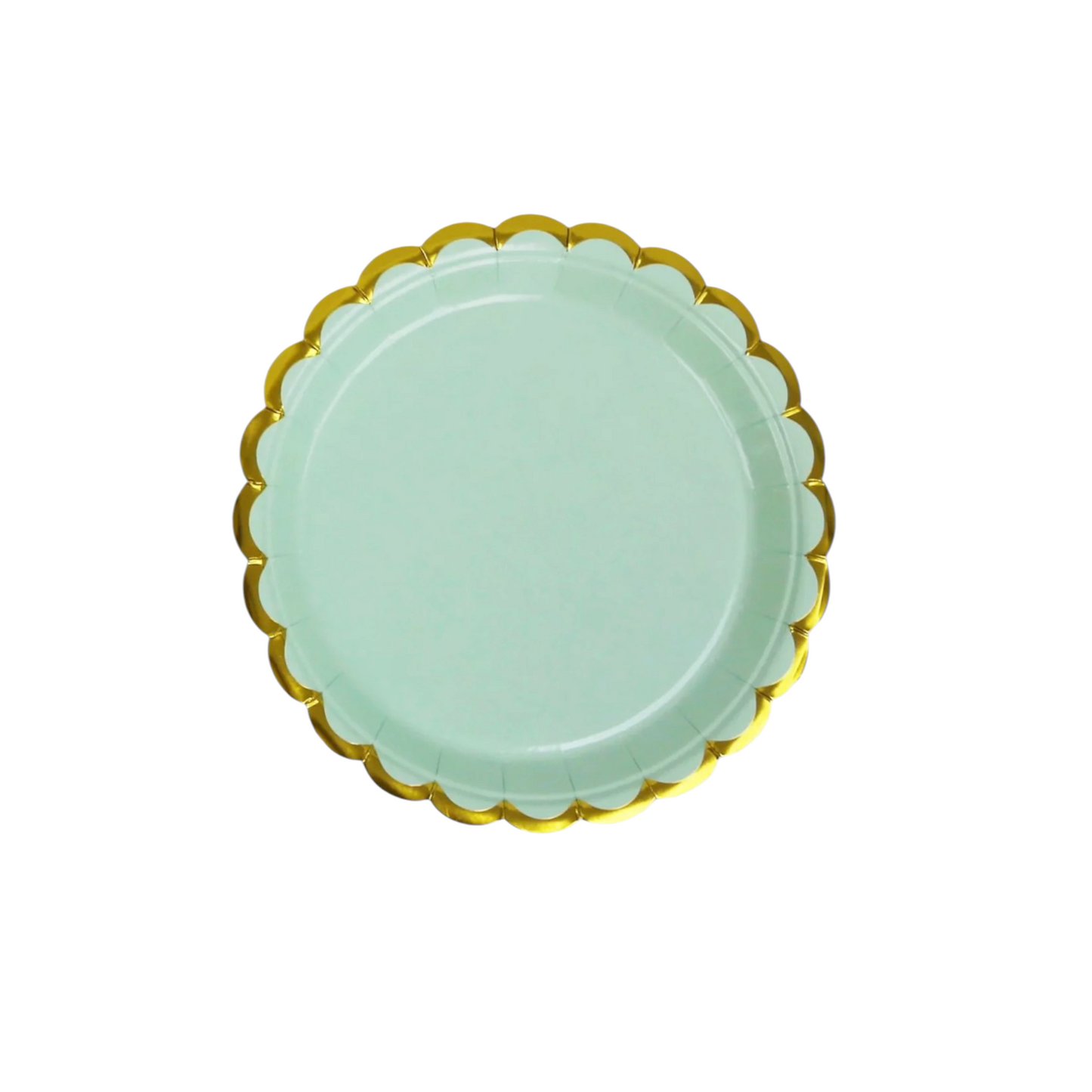 Green With Gold Big Plates - 10 Pcs