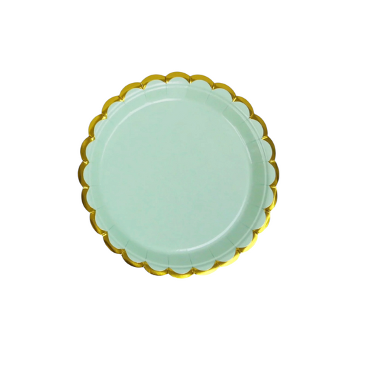 Green With Gold Big Plates - 10 Pcs
