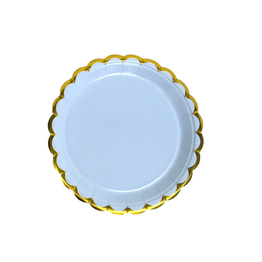 Blue with Gold Big Plates - 10 Pcs