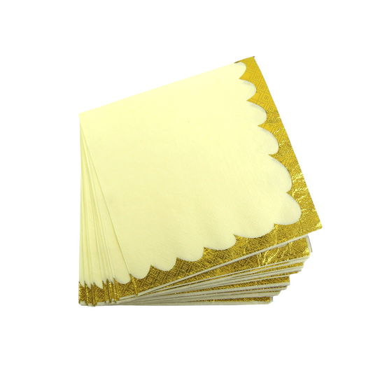 Yellow With Gold Napkins - 20 Pcs