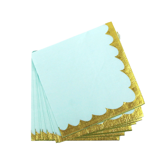 Green With Gold Napkins - 20 Pcs