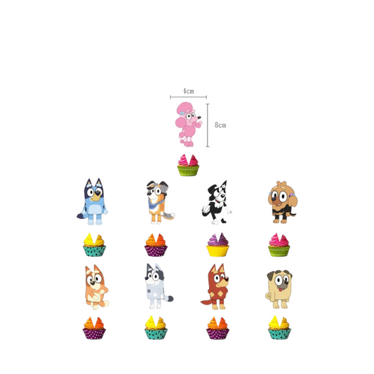 Bluey Cupcake Toppers - 24 Pcs