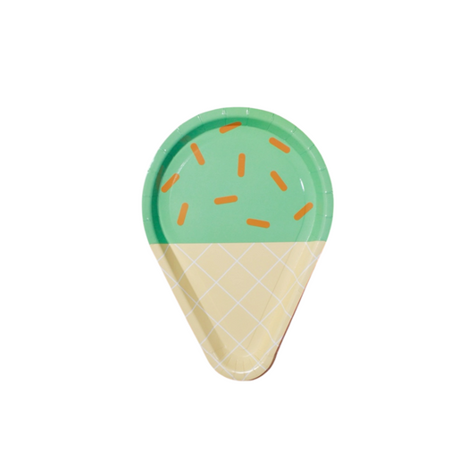 Green Ice Cream Plates - 8 Pcs