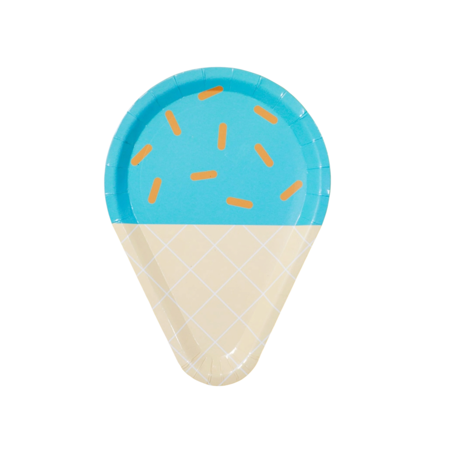 Blue Ice Cream Plates - 8 Pcs