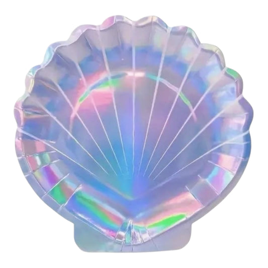 Iridescent Big Seashell Plates - 8 Pcs