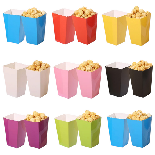 Plain Color Popcorn Cups - 6 Pcs