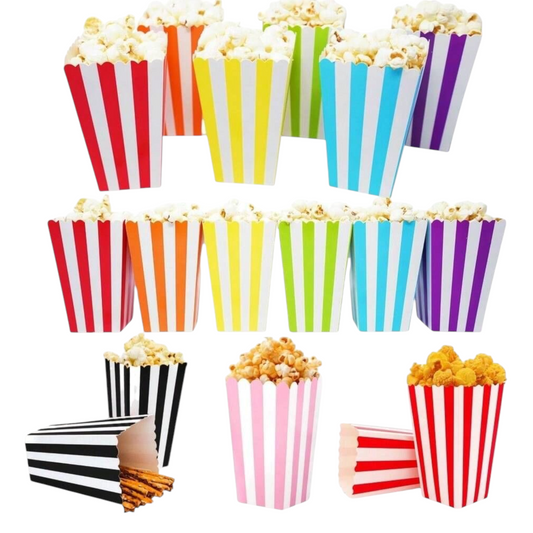 Striped Popcorn Cups - 6 Pcs