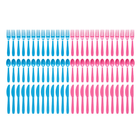 Pink and Blue Cutlery - 24 Forks/Spoons/Knives