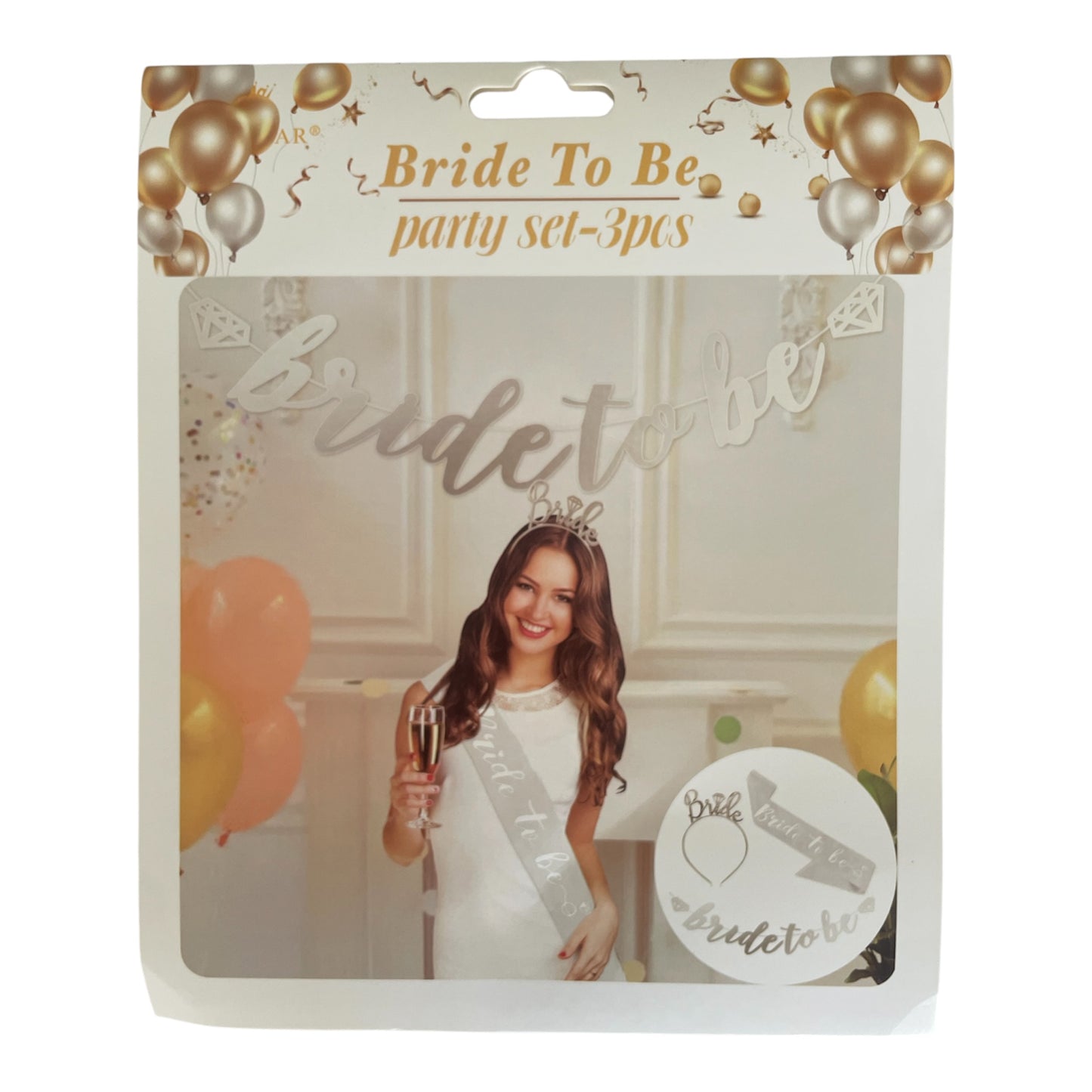 Bride To Be Set - 3 Pcs - Banner / Plastic Headband - Sash
