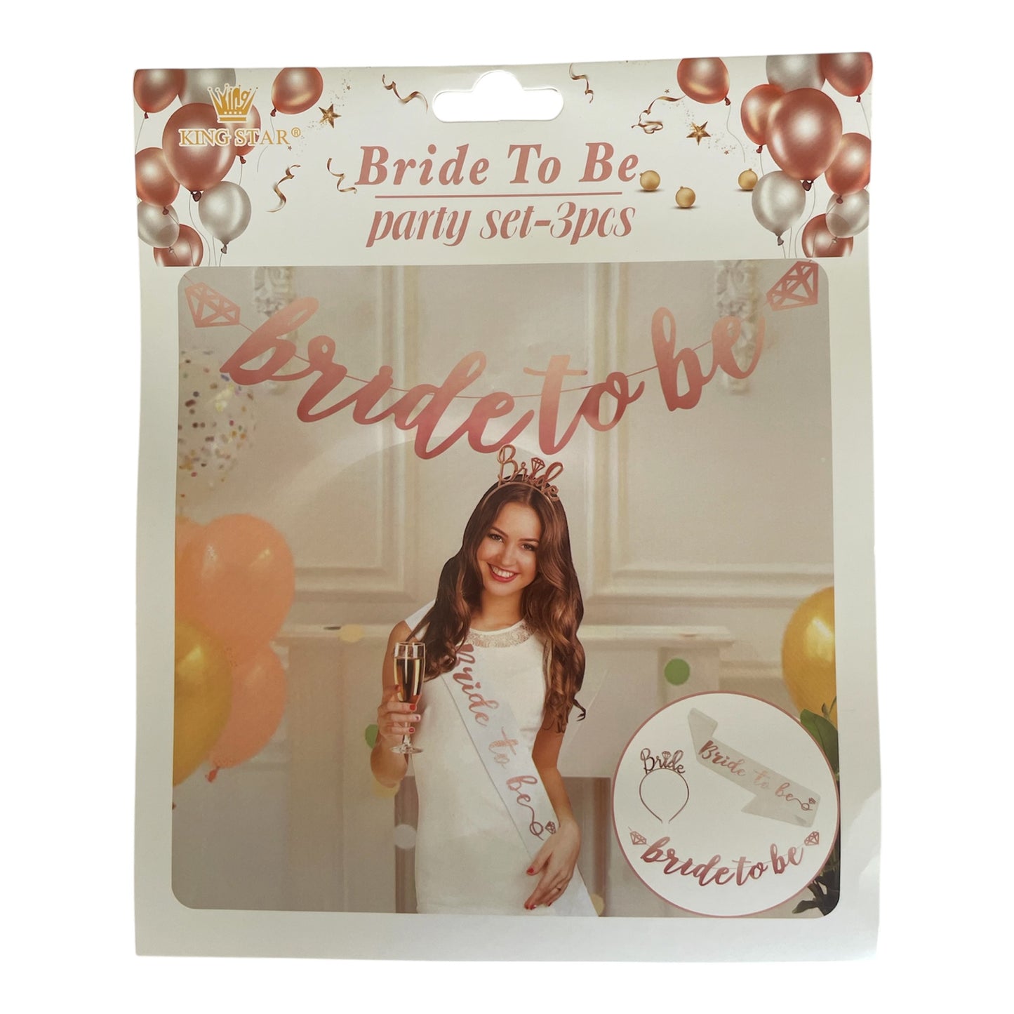 Bride To Be Set - 3 Pcs - Banner / Plastic Headband - Sash