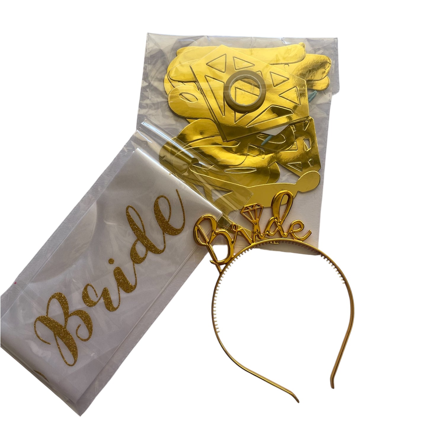 Bride To Be Set - 3 Pcs - Banner / Plastic Headband - Sash