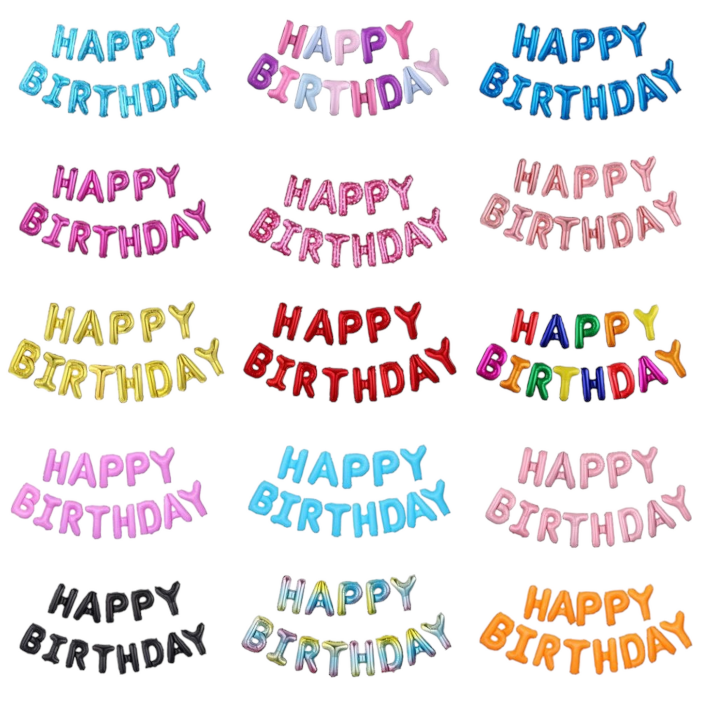 Happy Birthday Balloon Banner - Air-filled