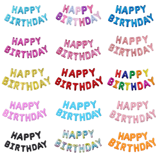 Happy Birthday Balloon Banner - Air-filled