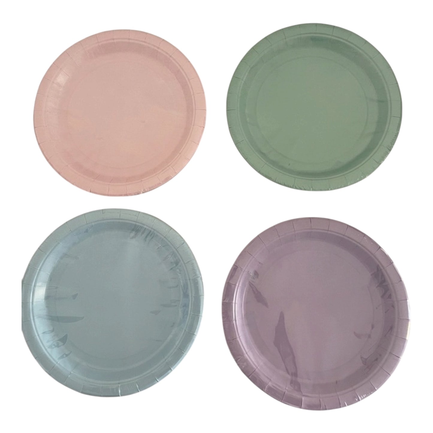 Pastel Colors Big Paper Plates - 10 Pcs
