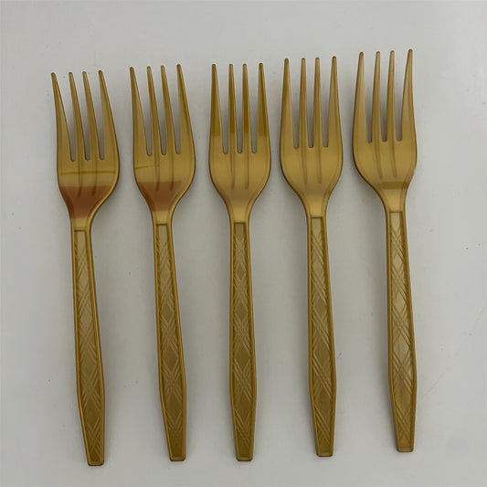 Gold Plastic Forks - 25 Pcs