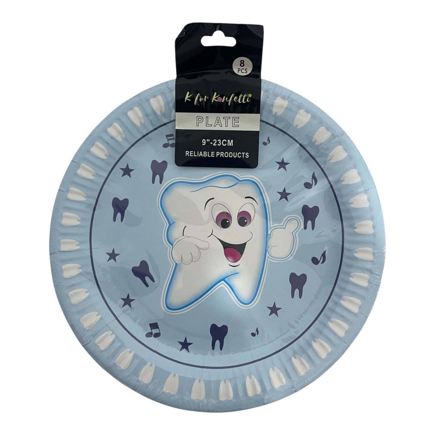 Blue First Tooth Big Plates - 8 Pcs